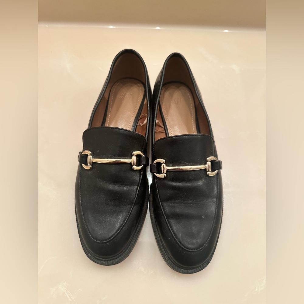 H&M Classic Black Bit Loafers Lug Sole - Size 37